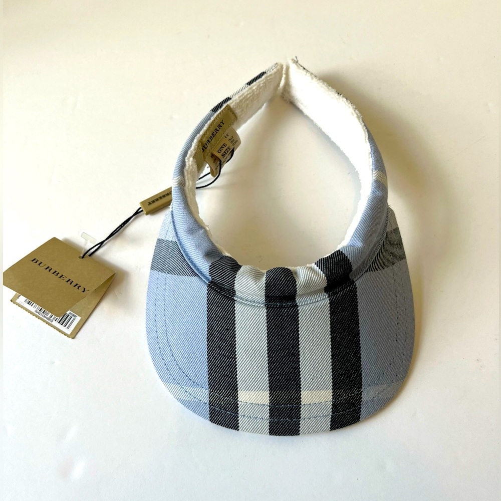 BURBERRY SUN VISOR IN CLASSIC BLUE PLAID | NEW WITH TAGS